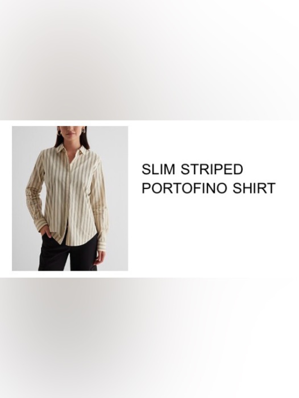 Express Slim Striped Portofino Shirt - Beige and White Stripes